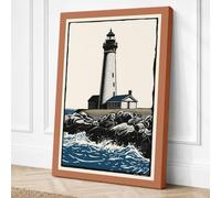 Lighthouse on the Rocks Canvas Wall Art Print 30x20 Inch (76 x 51 cm)