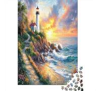 Lighthouse on The Rocky Coast Puzzle 70x50cm/1000pcs Erwachsene Sea Sunset Sky Puzzle,Home Decor