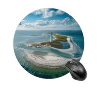 Lighthouse on The Shore Round Mouse Pad, Non-Slip Rubber Base Waterproof Washable, Computer Mouse Mat for Office Gaming Studying, Premium-Textured Durable Portable Circle Mousepad for Desktop PC Noteb