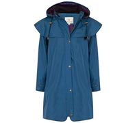 LightHouse Outrider Women's 3/4 Length Waterproof Raincoat - Windproof Lightweight Outdoor Jacket with Detachable Hood and Adjustable Cuffs (Deep Sea, 14)