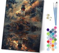 Lighthouse Paint by Numbers for Adults With Frame, Paint by Numbers Landscape, Easy Diy Oil Painting Kits on Canvas with Brushes, Hobbies for Women, Painting for Home Wall Decor Gifts 8x12 inch 1-8512