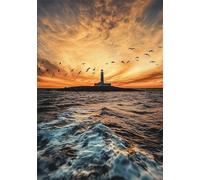 Lighthouse Paint by Numbers Kits for Adults, Landscape Painting by Number Kits On Canvas, Canvas Oil Painting Kit for Adult or Beginner, Arts and Crafts Kit Acrylic Pigment, Home Decor 50X70 cm X-7895