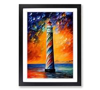 Lighthouse Painted Art Vol.1 Framed Print | A2 Black Framed Wall Art | Ready to Hang | Modern Cityscape Picture | Living Room Bedroom Lounge Office