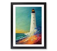 Lighthouse Painted Vol.1 Framed Print | A2 Black Framed Wall Art | Ready to Hang | Modern Cityscape Picture | Living Room Bedroom Lounge Office