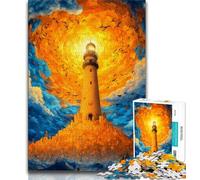 Lighthouse Painting 1000 Piece Jigsaw Puzzles for Adults,Family Game Stress Reliever Difficult Challenge Artists Collection,Fine Art (50x75cm)