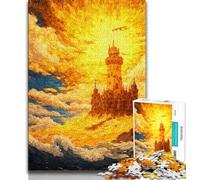 Lighthouse Painting Jigsaw Puzzles for Adults,Help The Brain Exercise Addictive Toys to Cultivate Patience Suitable for Couples (75x50cm)