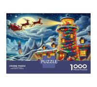 Lighthouse Paper Christmas Lighthouse Snowy Village Jigsaw Puzzle Set Mind Stimulating Secret Santa Gift 70x50cm/1000pcs