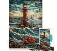 Lighthouse Paper Quilling 1000 Piece Jigsaw Puzzles for Teenagers Jigsaw Creative Fun Smooth Cut Home Game Perfect Decor (38x52cm)