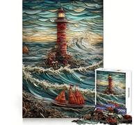 Lighthouse Paper Quilling 1000 Piece Jigsaw Puzzles for Teenagers Jigsaw Creative Fun Smooth Cut Home Game Perfect Decor (38x52cm)