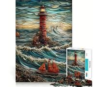 Lighthouse Paper Quilling 1000 Pieces Jigsaws Adults Puzzles Mental Sharp Fade Resist Home Fun Evening Game (38x26cm)
