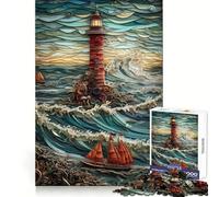 Lighthouse Paper Quilling 1000 Pieces Jigsaws Adults Puzzles Mental Sharp Fade Resist Home Fun Evening Game (38x26cm)