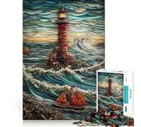 Lighthouse Paper Quilling Adults 1000 Piece Jigsaw Puzzle Unwind Game Clear Tone Enjoyable Challenge Unique Gift (50x75cm)