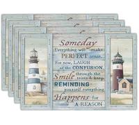 Lighthouse Placemats Set of 4 Nautical Lighthouse Table Mats Washable Place Mats for Home Party Indoor Kitchen Dining Table Decoration 12x18 Inch