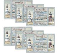 Lighthouse Placemats Set of 6 Nautical Lighthouse Table Mats Washable Place Mats for Home Party Indoor Kitchen Dining Table Decoration 12x18 Inch