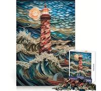Lighthouse Quilling Waves Jigsaw Puzzles for Adults 1000 Pieces Creative Play True Detail Real Challenge Art Decor (50x75cm)