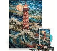 Lighthouse Quilling Waves Teenagers 1000 Piece Jigsaw Puzzle Enjoyable Game Precise Edge Family Enjoyable (38x52cm)