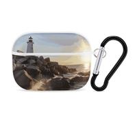 Lighthouse Rocks Seaside AirPod Pro Case, Anti Scratch Hard PC Cover with Keychain, AirPod Pro 2nd/1st Case Accessories for Women Men, White-Style