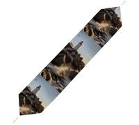 Lighthouse Rocks Seaside Table Runner for Dining Table, Short Plush Runners Washable & Durable Tablerunner Modern Home Decor for Wedding, Kitchen, Holiday 178*33cm