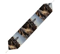 Lighthouse Rocks Seaside Table Runner for Dining Table, Short Plush Runners Washable & Durable Tablerunner Modern Home Decor for Wedding, Kitchen, Holiday 229*33cm