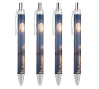 Lighthouse Sailboat Coastal Retractable Ballpoint Pen Black Ink Ball Point Pen Work Pens 4 PCS