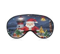 Lighthouse Santa Eye Mask, Adjustable Strip, Blocks Light Sleep Mask, Sleep Eye Mask for Night Sleeping Travel Nap 8.1 * 4.1 Inches