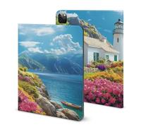 Lighthouse Sea Cottage Funny Tablet Case Compatible with IPAD Pro 2020 （11in）/2020 （10.2in）/2020 AIR 4 （10.9in）/Pro 2021 （11in）/Air4/Air5 （10.9in） Personality Protective Cover with Pen Slot