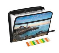 Lighthouse Sea Expanding File Folder A4,13 Pockets File Organiser, Paperwork A4 Plastic Wallet Document Storage Expander for School,Office and Home