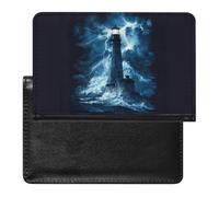Lighthouse Sea Stormy Passport Holder Wallet Cover Credit Card Case Travel Document Organiser with Card Slot