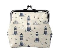Lighthouse Seagull Anchor Print Coin Purse for Women, Kiss-lock Change Purse Wallets, Small PU Leather Coin Purses