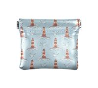 Lighthouse Seagull Blue Print PU Leather Coin Purse Mini Portable Small Pocket Size Coin Pouch and Card Holder for Women and Men