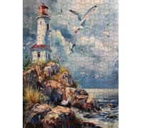 Lighthouse Seagull Jigsaw Puzzle 4000 Piece, Puzzles for Adults 4000, The Impossible Challenge, Jigsaw Puzzle Games Classic Educational, Wooden Puzzles, for Home Wall Decoration Gift FNKL1-255
