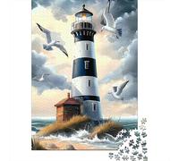 Lighthouse Seagull Ocean 1000 Piece Mini Jigsaw Puzzle For Adults Gift Idea | 52x38cm Cardboard Puzzle Lovers Family Bonding Puzzle Assembly Birthday Gift Home Decor