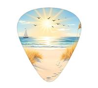 Lighthouse Seagulls Beach Sunrise Guitar Picks Gift Set - 12 Smooth Durable Plectrums For Acoustic, Electric & Bass Guitar, Perfect Present For Guitar Lovers & Musicians