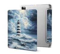 Lighthouse Seagulls Cute Tablet Case with Pencil Holder Unisex Slim Hard Protective Cover Compatible with iPad 2020 /Pro 2020/2020 AIR 4 /Pro 2021