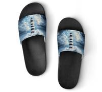 Lighthouse Seagulls Shower Shoes Slipper for Women Men Beach Slippers Quick Drying Non Slip Open-Toe Sandals