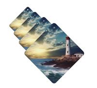 Lighthouse Seaside Car Air Fresheners Cards Set of 4 Pieces Personalized Car Fresheners Gifts for Men Women Auto Aromatherapy Tablets Hanging Scented Cards for Wardrobe Bathroom