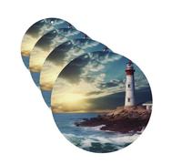 Lighthouse Seaside Car Air Fresheners Cards Set of 4 Pieces Personalized Car Fresheners Gifts for Men Women Auto Aromatherapy Tablets Hanging Scented Cards for Wardrobe Bathroom