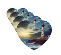 Lighthouse Seaside Car Air Fresheners Cards Set of 4 Pieces Personalized Car Fresheners Gifts for Men Women Auto Aromatherapy Tablets Hanging Scented Cards for Wardrobe Bathroom