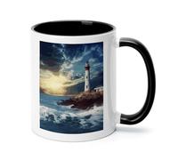 Lighthouse Seaside Ceramic Coffee Mug with Handle 11 Ounces, Porcelain Mug Coffee Cup Tea Mug Water Cup Ideal for Coffee,Tea,Latte,Cappuccino,Microwave & Dishwasher Safe Unique Gift Cup