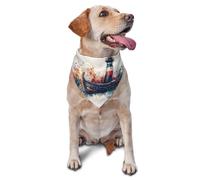 Lighthouse Ships,Vintage Ocean Printed Graphic Pet Triangle Scarf For Dogs & Cats, Adjustable Cute Pet Bandana For & Photo Shoots