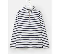 LightHouse Womens Shore Sweatshirt - Ladies Warm Half Zip Cotton Top - Cloud Navy Stripe - 12