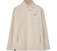 (UK 16, Cream Stripe) LightHouse Womens Shore Sweatshirt - Ladies Warm Half Zip Cotton Top