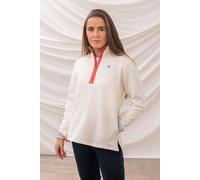 (16, Coconut) LightHouse Womens Shore Sweatshirt - Ladies Warm Half Zip Cotton Top