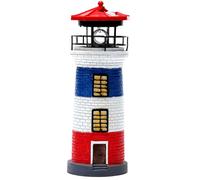 Lighthouse Solar Light Tall IP44 Waterproof Resin Lighthouse Lamp with 360 Degree Rotating LED Style Solar Lighthouse Light for Patio Lawn Yard Garden Decorations Red Blue White, Lighthouse Gifts