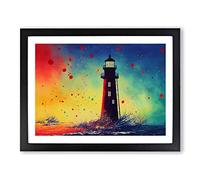 Lighthouse Splash Vol.6 Abstract H1022 Framed Print for Living Room Bedroom Home Office Décor, Wall Art Picture Ready to Hang, Black A3 Frame (46 x 34 cm)