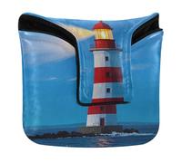 Lighthouse Square Mallet Putter Cover Magnetic Golf Putter Headcover for Mallets and Square PU Leather
