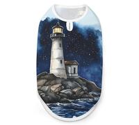 Lighthouse Starry Sky Dog And Cat Clothes Pet Summer Sleeveless T Shirt Basic Vest XL