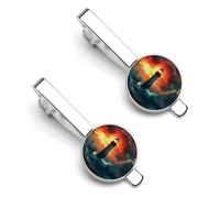 Lighthouse Stormy Wave 2Pcs Tie Clips for Men Tie Pins Women Necktie Pinch Bars Tacks Silver Jewellery