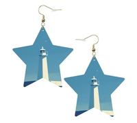 Lighthouse Stylish Leather Earrings â€“ Unique Star-Shaped Pvc Leather Pendant Earrings With 925 Sterling Silver Plated Hooks: Fashionable And Stylish, Showcasing Individuality