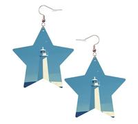 Lighthouse Stylish Leather Earrings â€“ Unique Star-Shaped Pvc Leather Pendant Earrings With 925 Sterling Silver Plated Hooks: Fashionable And Stylish, Showcasing Individuality